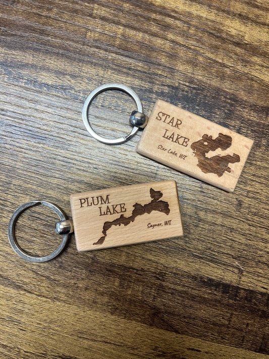 Wooden Lake Keychains