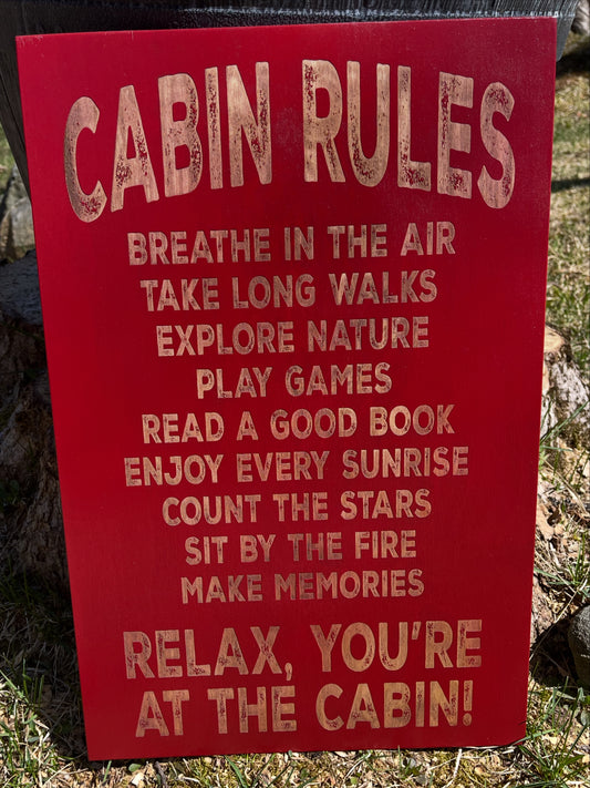 12x18 Cabin Rules Sign