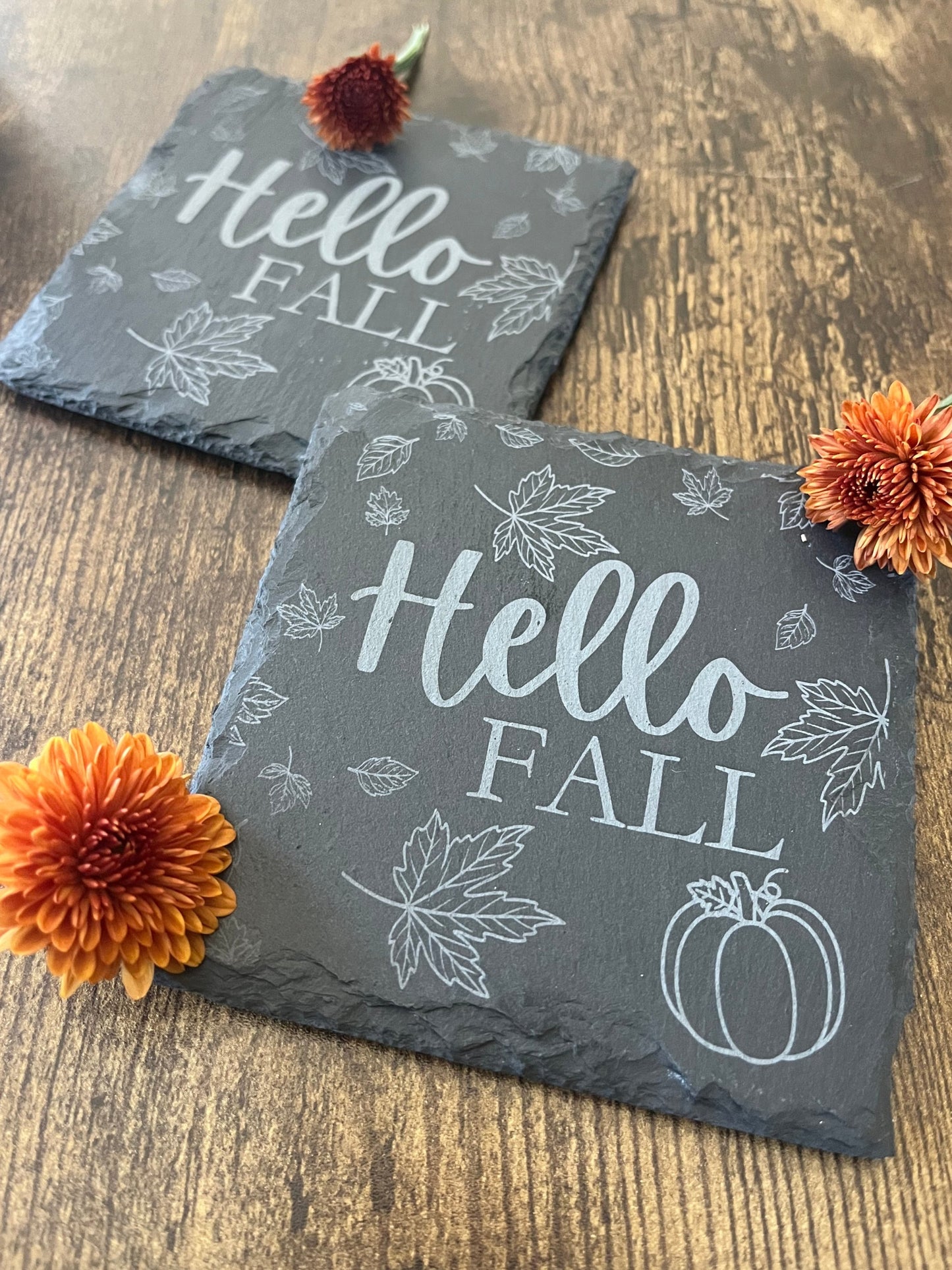 Hello Fall Slate Coasters